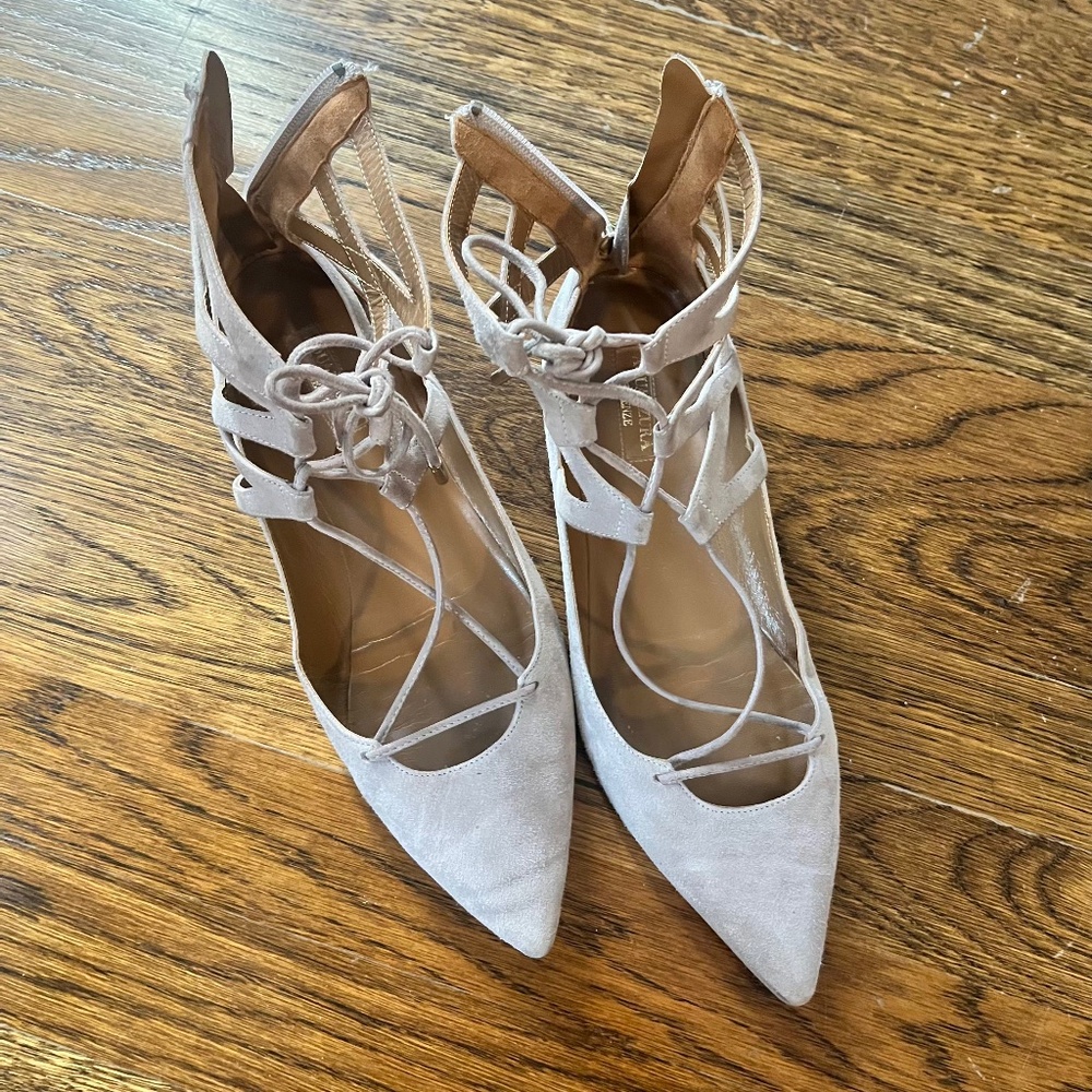 Aquazzura Beige Suede Flats
